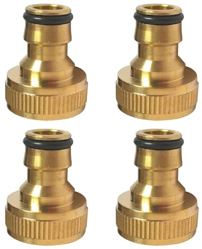 Hydrogarden 4 Stücke 3/4 Zoll Messing Gartenschlauch Hahn Anschluss, weiblicher Gewindehahn Adapter, für Haus Garten Schlauch Teile Stecker und Garten Spritzpistolen