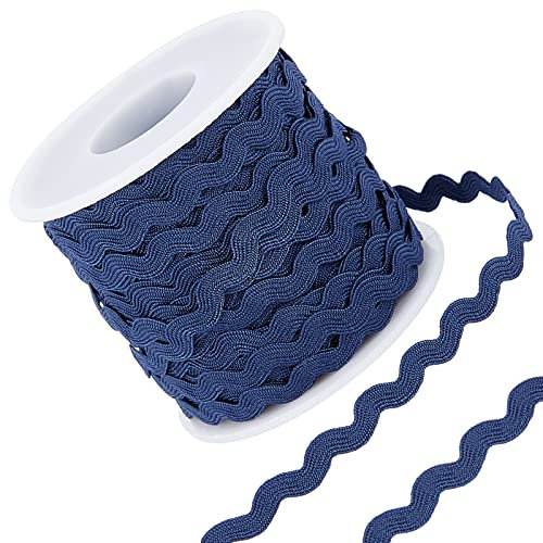 GORGECRAFT 27 Yard/25 m Rick Rack Trim Ribbon Dark Blue Wave Nähen Biegen Fransen Trim 5 mm/0.2 Zoll Für DIY Nähhandwerk Hochzeit Brautkleid Verschönerung Party Dekoration Geschenkverpackung Zubehör