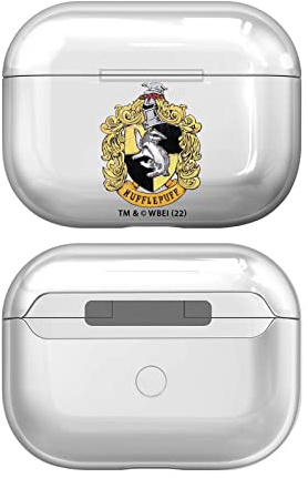 Head Case Designs Offizielle Harry Potter Hufflepuff Wappen Und Schilde Durchsichtig Harte Kristall Handyhülle Hülle Huelle kompatibel mit Apple AirPods Pro Charging Case