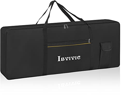IBVIVIC Custodia per tastiera a 61 tasti, 10 mm, per tastiera pianoforte elettrico, custodia di protezione per tastiera 61 tasti con maniglia/tracolla di Oxford 600D (nero)