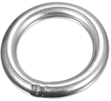 sourcing map 1 Stück O Ringe Edelstahl 304 Metallringe, 50 mm Außendurchm. 8 mm Dicke Geschweißter O-Ring für Befestigung Schrauben Haken Campinggürtel Hundeleinen Taschen Paracord