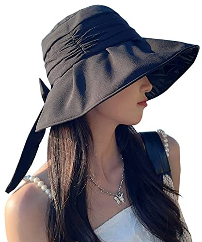 AIEOE Chapeau de Soleil pour Femme Large Bord Pliable Anti-UV Capeline Eté Plage Voyage Vacances Jardinage avec Cordon de Coupe-Vent style01