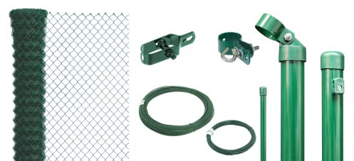 Alberts 634704 Maschendrahtzaun als Zaun-Komplettset, zum Einbetonieren | verschiedene Längen und Höhen | grün | Höhe 175 cm | Länge 75 m