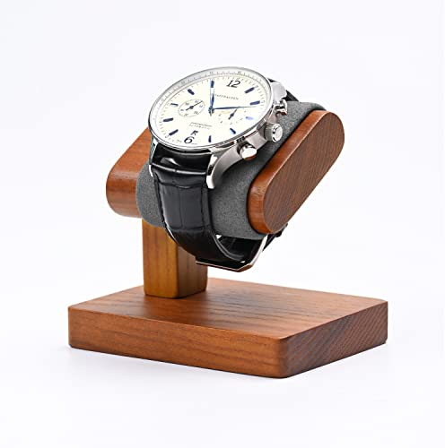 Oirlv Supporto Per Orologio Semplice In Legno Massiccio,Supporto Per Orologio,Supporto Per Orologio In Legno,Conservazione Dell'Orologio(Grigio Scuro)