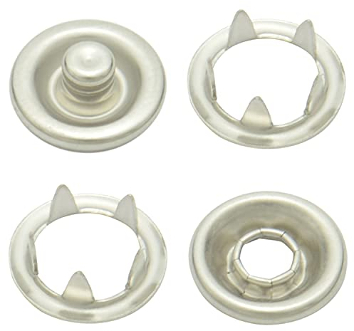 15 mm silberne Messing Jersey Druckknöpfe zum nieten (25 Stück) - Hochwertige Snaps für Bekleidung, Taschen, Leder & DIY Handwerk, Nähzubehör