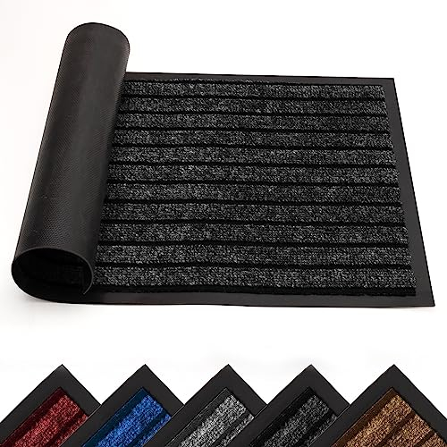 Yorkshire Bedding Door Mat Black Indoor Outdoor – 60 x 90 cm Non Slip Mat Heavy Duty Washable Rubber Mats Shoe Scraper Super Absorbent Doormat