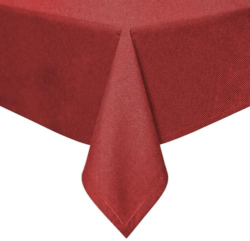 Tischdecke Outdoor Wetterfest - Gartentischdecke wetterfest mit Lotuseffekt - Abwaschbare Tischdecke für Garten Gartentisch (Rot, 110x140cm Rechteckig)