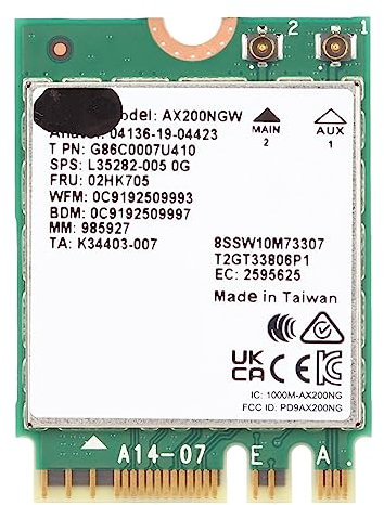 AX200NGW WiFi-Netzwerkkarte, Dualband 3000 Mbit/s M.2 NGFF 802.11 AX-Protokoll-Wireless-Modul, BT5.2 Wireless-Netzwerkkarte für Laptop-Drucker
