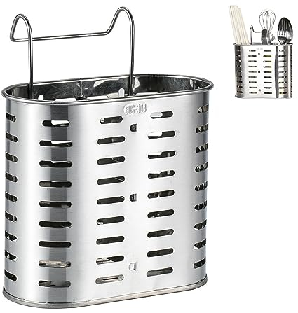 Escurridor de Cubiertos Organizador Cubiertos Acero Inoxidable Cesto para Cubiertos de Pared con 2 compartimentos Portacubiertos de Cocina Vajilla de Acero Inoxidable Soporte Accesorios de Cocina