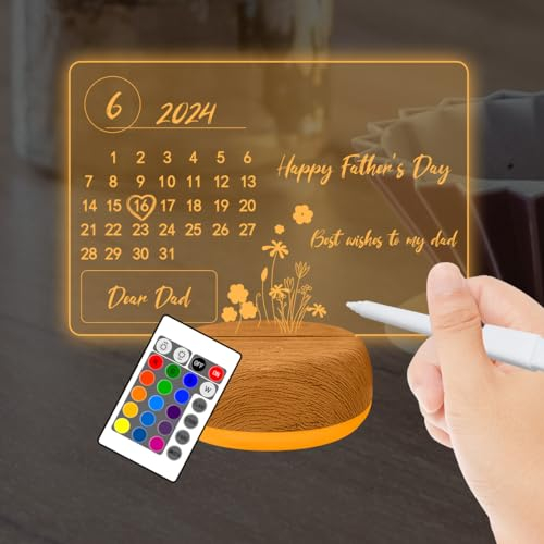 YATOSEEN 3D Illusion Lampe, DIY Lampe Kalender Memo, DIY Schreiben Löschbar Nachtlicht, 16 Lichtfarben Nachtlicht mit Lichtsockel, Timer, Fernbedienung, Stimmungslicht, Geschenk für Mama, Kinder
