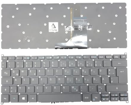T-ProTek DEUTSCHE - Tastatur Keyboard Schwarz mit Beleuchtung kompatibel für Acer Spin 5 (SP513-51-31C3)