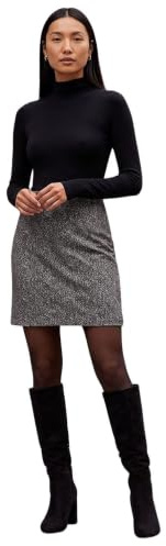 Roman Short Skirt for Women UK - Ladies Textured Pull On Mini Stretch Cotton Jersey Pencil Tube Smart Summer Bodycon Knee Length A-Line Straight Work Office Formal - Charcoal Grey - Size 18