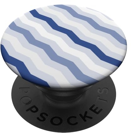 Blue Gray Zigzag Diagonal Lines Stripes Waves Modern Pattern PopSockets mit austauschbarem PopGrip