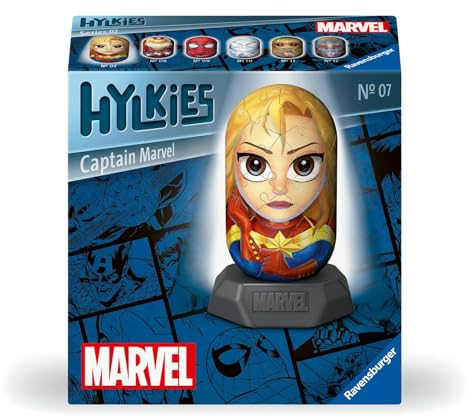 Ravensburger Marvel Hylkies Figures Captain Marvel Collectable Toys and Gifts for Kids Age 6+, Adults - 3D Jigsaw Puzzles - The Avengers