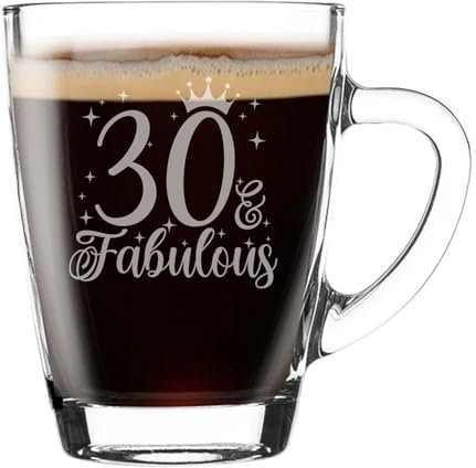 Always Looking Good 30th Birthday Gift for Women 30 & Fabulous Engraved Glass Mug Gift for Coffee Lovers Tea Cup Present for 30 Year Old 300ml Coffee Mug Funny Novelty Mug Gift for Men or Women