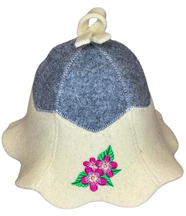 Cappello da sauna in 100% feltro di lana, ricamato, per proteggere la testa dal calore, traspirante, spessore 6 mm, ideale per capelli lunghi, unisex
