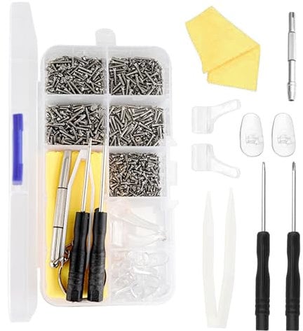 530PCS Glasses Repair Kit - Complete Eyeglass & Sunglass Fixing Set with Screws, Nose Pads, and Tools for Quick Repairs