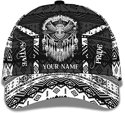Baseballmütze Indianer-Mütze Mit Eule Und Schwarzem Ethno-Muster Baseball Cap Sonnenschutz Baseballkappe Leichtgewicht Schirmmütze Basecap Für Running, Tennis, Damen