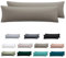 Nesture Seitenschläferkissen Bezug 40 x 145 2er Set - Kissenbezug 40x145 cm Taupe, 100% Mikrofaser kopfkissenbezug mit Reißverschluss, Weich und Bügelfrei