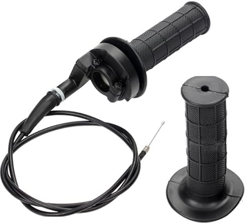 Buaak 7/8 22mm Lenkergriffe Motorrad, Schnellgasgriff, Moped Griffe, Ausgestattet Mit Einem 90 cm Gaszug Universal für 50Cc 90Cc 110Cc 125Cc 140Cc 150Cc 200Cc 250Cc Pitbike Dirtbike (Schwarz)