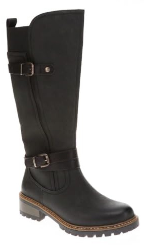 Pavers Dual-Buckle Long Boots - Black Size 7