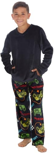 Hoolaroo Pigiama in pile da gioco per ragazzi e bambini, per Natale, caldo, invernale, regalo per giocatori per ragazzi dai 9 ai 13 anni, Design 1 , 11-12 Years