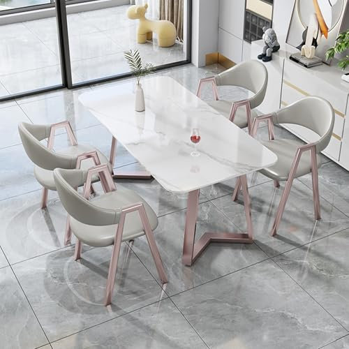 Moderno juego de mesa de comedor de 4 piezas con sillas tapizadas, muebles de lujo para cocina y comedor, diseño rectangular, ideal para salas de recepción, juego de mesa de cocina, juego de comedor