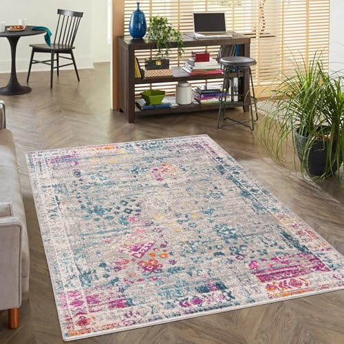Mazovia Teppich Wohnzimmer 80x150cm Anthrazit Grau Vintage Weich Kurzflor | Teppich für Schlafzimmer Esszimmer Büro Eingangsbereich Pflegeleicht Fußbodenheizungsgeeignet Reinigungsmittelbeständig
