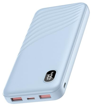 Thunelec Batterie Externe 10000mAh 22.5W Power Bank Charge Rapide, Batterie Portable USB C Input & Output PD3.0/QC3.0, Chargeur Portable avec Affichage LED Compatible avec iPhone Samsung Tablet Bleu