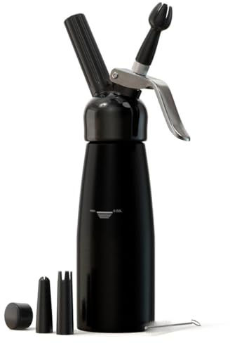 Professional Cream Whipper – 500ml Aluminum Cream Dispenser with Silicone Grip – Durable Cream Maker with 6 Decorating Nozzles & 2 Cleaning Brushes