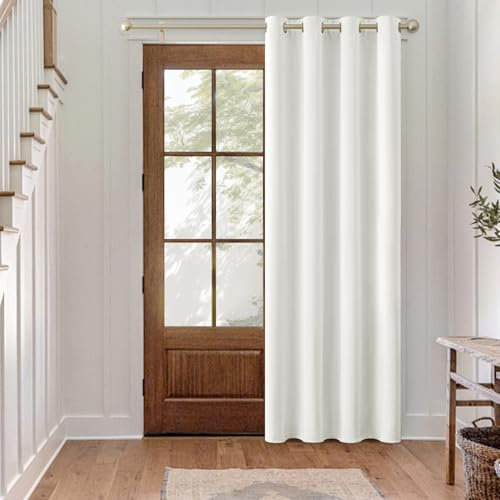 MIULEE Rideaux Occultant Blanc 140x225cm 1 Pièce à Oeillets-Rideaux Opaque Doux et Esthétiques Rideau Thermique Isolant Anti Froid Chaleur