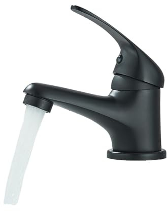 HXFFXHF Mattes schwarzes Badezimmer -Becken Wasserhahn Edelstahl Heiße und Kaltmischer Arbeitsplatte montiertem Waschbecken Mischhahn Wasserhahn Wasserfall Wasserhahn (Chrom)