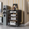 Mobile HIFI Supporto HIFI a 5 livelli Moderno Armadio Audio HiFi Rack Altezza regolabile Supporto per Giradischi Mobile DVD Con porte in vetro con serratura Per Soggiorno, Sala Teatro, Centro Intratte