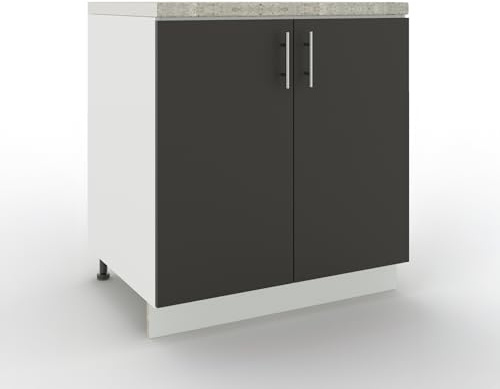 JD Greta Adjustable Kitchen Sink Base Unit - 800mm - Sink Cabinet with Doors & Worktop - Dark Grey Matt