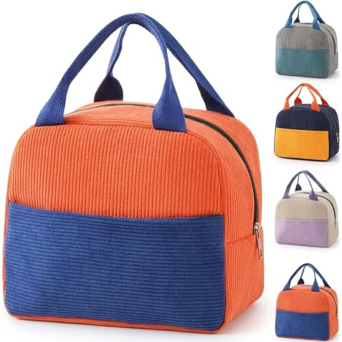 Bolsa Térmica Porta Alimentos de Gran Capacidad, Loncheras de Trabajo con Doble Aislamiento, Nevera Portátil Pequeña para Oficina, Gimnasio, Picnic - Poliéster Resistente y Compacto​ (Azul naranja)