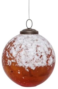 Antikas - Premium Weihnachtskugeln, orange glänzend, Schneeoptik - handgemacht, ⌀10 cm, 6er Set