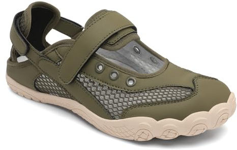 BARERUN Water Shoes Womens Quick-Dry Breathable Outdoor Water Sandals for Hiking Beach Pool Non-Slip Lightweight Wide Barefoot Walking Shoes for Gym Climbing Travel Casual Army Size 10 Wide