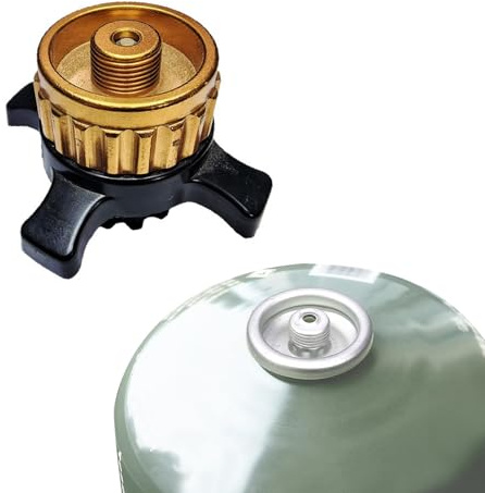 Ventilkartuschenadapter für Easy-Click/CV-Gaskartusche, Adapter von Bajonettverschluss auf 7/16 Schraubgewindeanschluss umrüsten, Gold