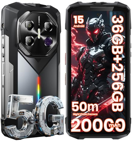 FOSSiBOT F113 5G 36GB+256GB, 20000mAh(33W), Outdoor Handy Ohne Vertrag,64MP-Nachtsichtkamera, 120Hz 6,78 Bildschirm, Outdoor Smartphone Android 15 Baustellenhandy Dual-SIM/IP68/IP69K/OTG/NFC (Grau)