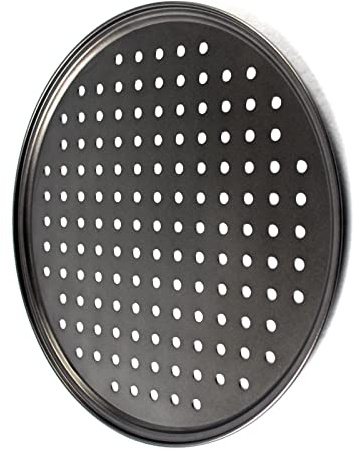 Cryfokt Bandeja para Pizza Perforada con Revestimiento Antiadherente para una Cocción Uniforme Ideal para Cocinar en Casa y Picnics Acero Al Carbono 12 (24.5CM)