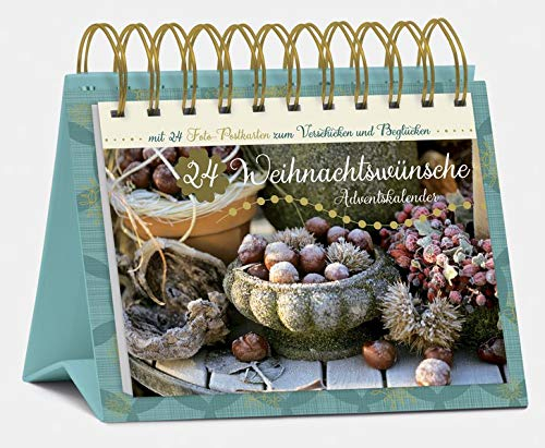 Tisch-Adventskalender 24 Weihnachtswünsche: Postkartenkalender zum Aufstellen
