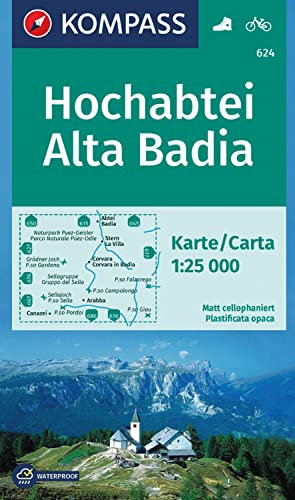 KOMPASS Wanderkarte 624 Hochabtei, Alta Badia 1:25.000: mit Radrouten