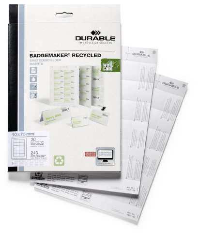 Durable Einsteckschilder Badgemaker recycelt, weiß, 40 x 75 mm, 240 Schilder, 142702