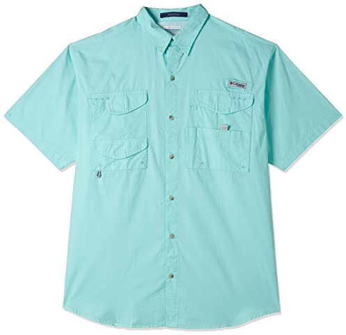 Columbia Standard Men’s Bonehead Short-Sleeve Work Shirt, Comfortable and Breathable, Gulf Stream, X-Small Blue