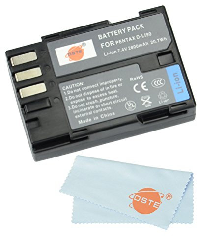 DSTE Full Coded 7.4V 2000mAh D-Li90 Li90 Li-ion Battery for Pentax K-7 K-7D K-5 645D K5IIS K52 K5II K01