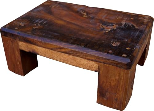 Kleine Holzbank, Fußbank aus recyceltem Holz, nachhaltig, Modell 10