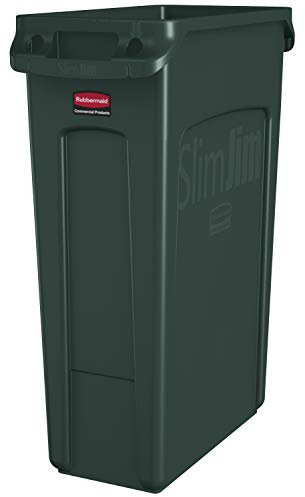 Rubbermaid Commercial Products Slim Jim 1956186 Abfalleimer aus Kunststoff, rechteckig, mit Belüftungskanälen, 23 Liter, Grün