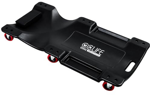 CCLIFE Rollbrett KFZ Werkstatt Rollliege 102 * 48 * 12cm Montagerollbrett Werkstattliege, Tragkraft 200kg mit Kopfstütze 6 Rollen Werkzeugablagen