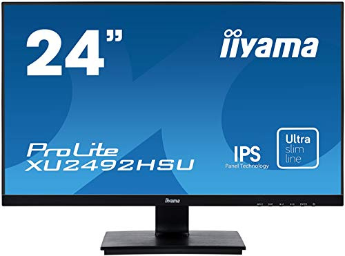 iiyama Prolite XU2492HSU-B1 60,5cm (23,8) IPS LED-Monitor Full-HD (VGA, HDMI, DisplayPort, USB2.0) Ultra-Slim-Line, schwarz