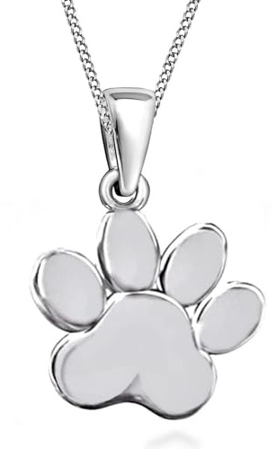 Goldene Hufeisen mini Pfötchen Anhänger mit Kette 925 Echt Silber Pfote